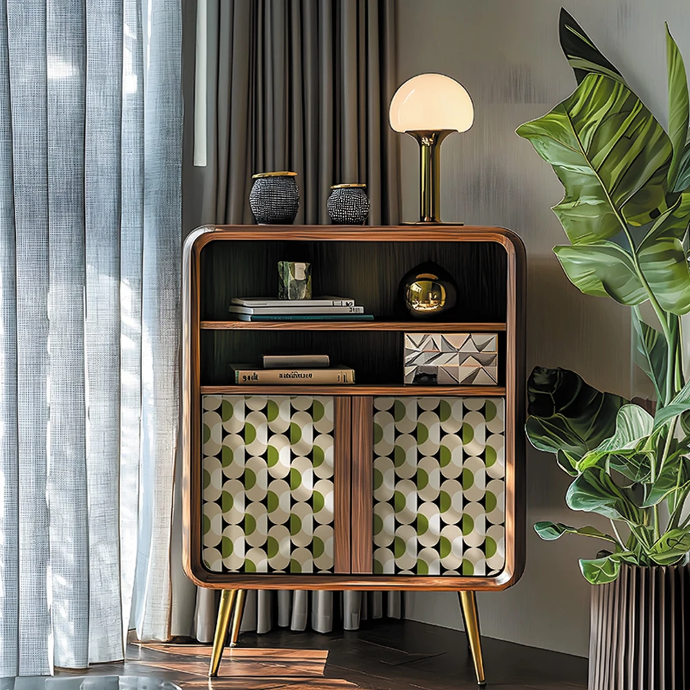 Mid-Century Modern Style Geometric Vintage Wallpaper, Peel and Stick Waterproof Wear-Resistant Removable Wall Stickers For Home