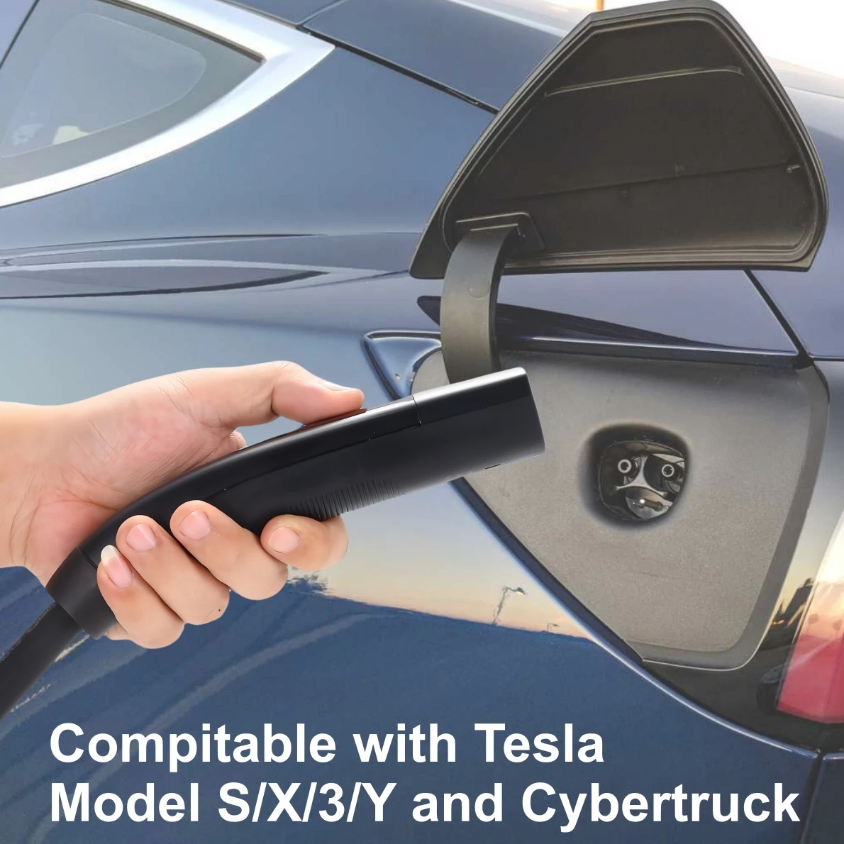 EVcharger4U 7KW NACS Portable EV Charger EVSE 1Phase 32A 5M Tesla Cable Wifi Bluetooth App Control for Model X/Y/3/S Cybertruck