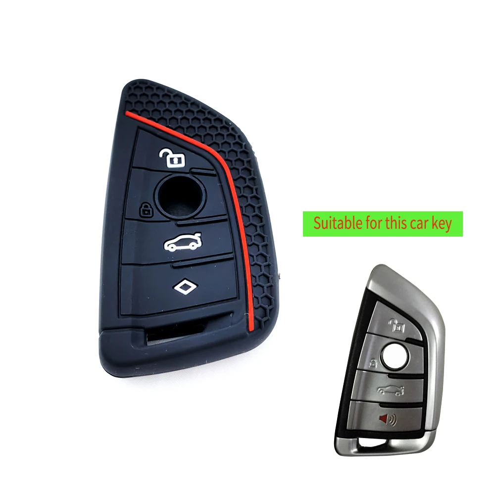4 Buttons Silicone Car Remote Key Case Cover Shell Fob for BMW X1 X3 X5 X6 X7 1 3 5 6 7 Series G20 G30 G11 F15 F16 G01 G02 F48