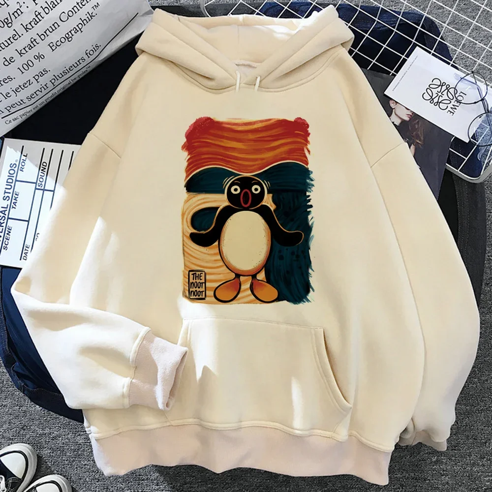 Hoodies Cartoon Pingu Anime Kawaii Women\'s Y2k Casual Print Sweatshirt Autumn Winter Lazy Style Loose Hoodie Fashion Clothing