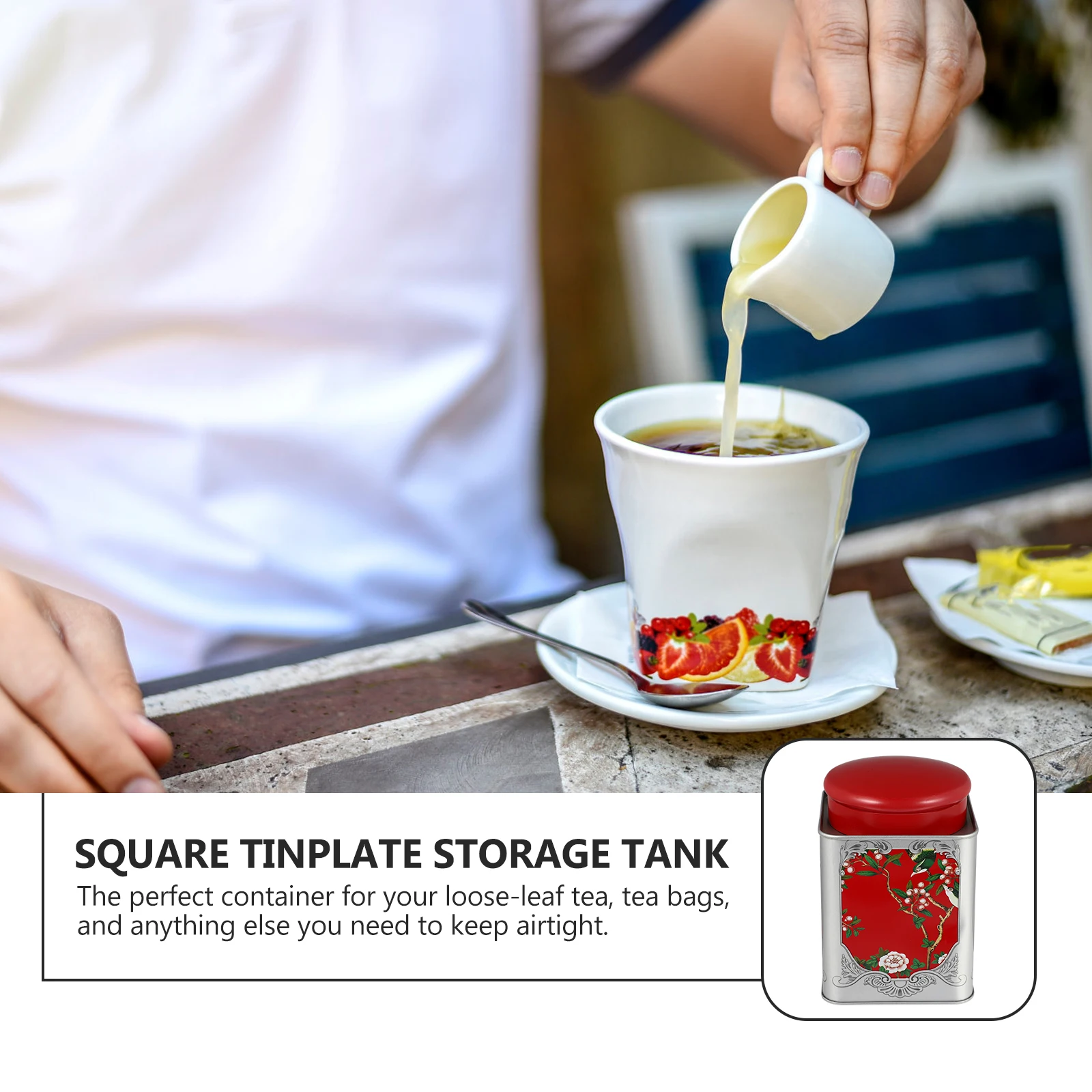 

Sealed Canister Tinplate Airtight Storage Jar For Loose Leaf Tea Coffee Snacks Square Container Multifunctional Tea Tin