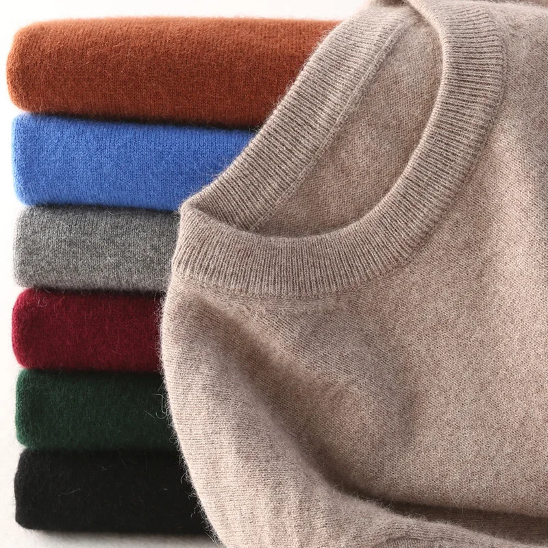 Classic pullover sweaters for men 2023 winter cashmere cotton blend Soft comfortable warm casual knitted mens sweater