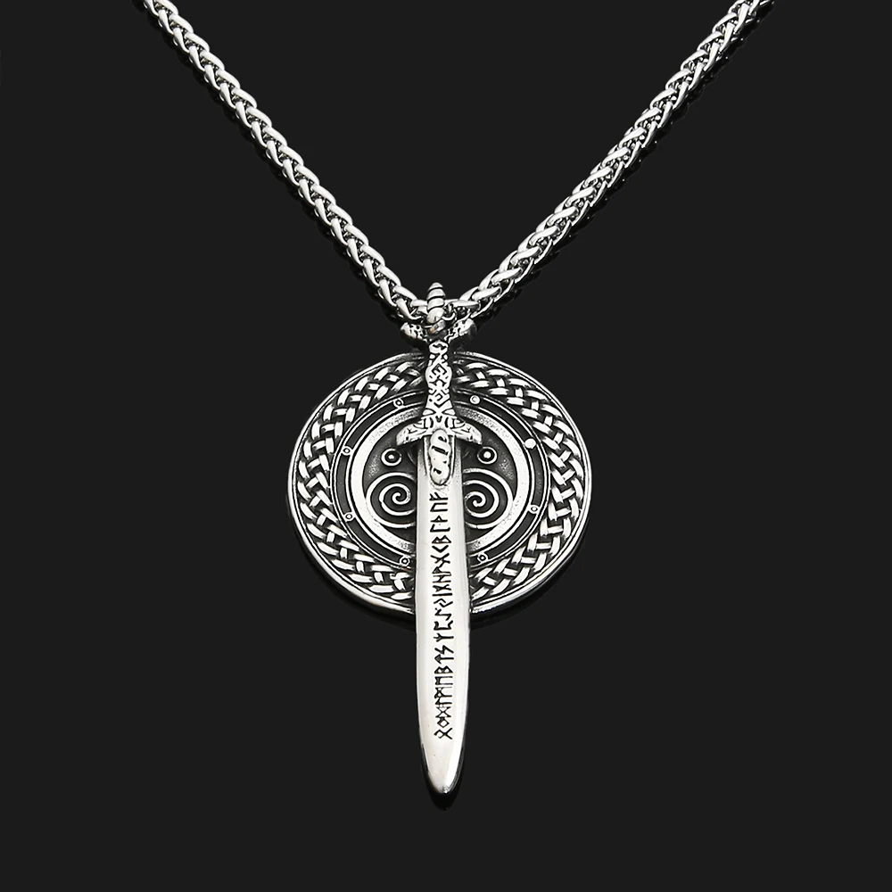 

Vintage Viking Rune Necklace For Men Large Stainless Steel Nordic Sword Pendant Celtic Knot Amulet Jewelry Gifts Dropshipping