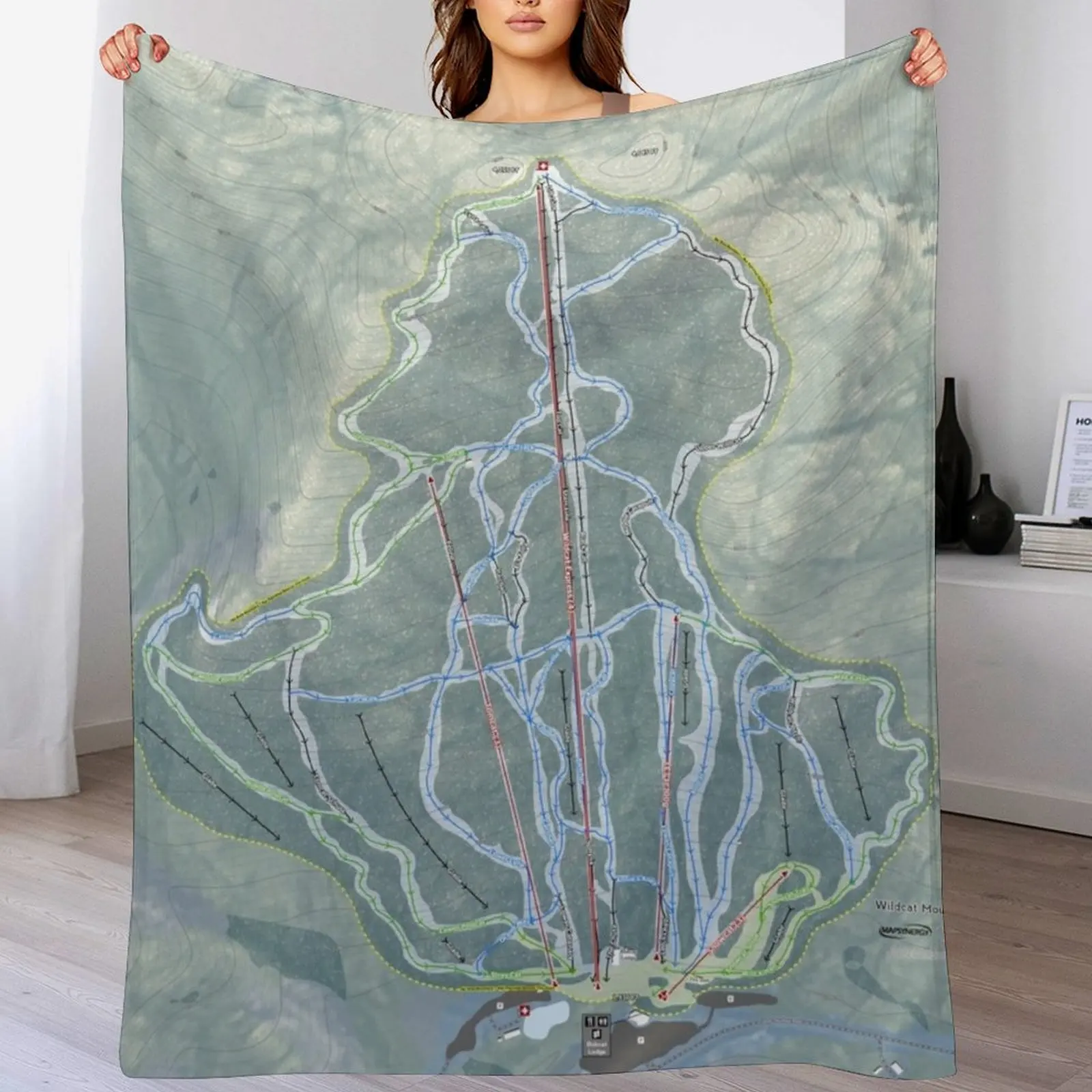 

Wildcat Mountain Trail Map Throw Blanket Flannel Fabric christmas decoration Sofa Quilt wednesday Blankets