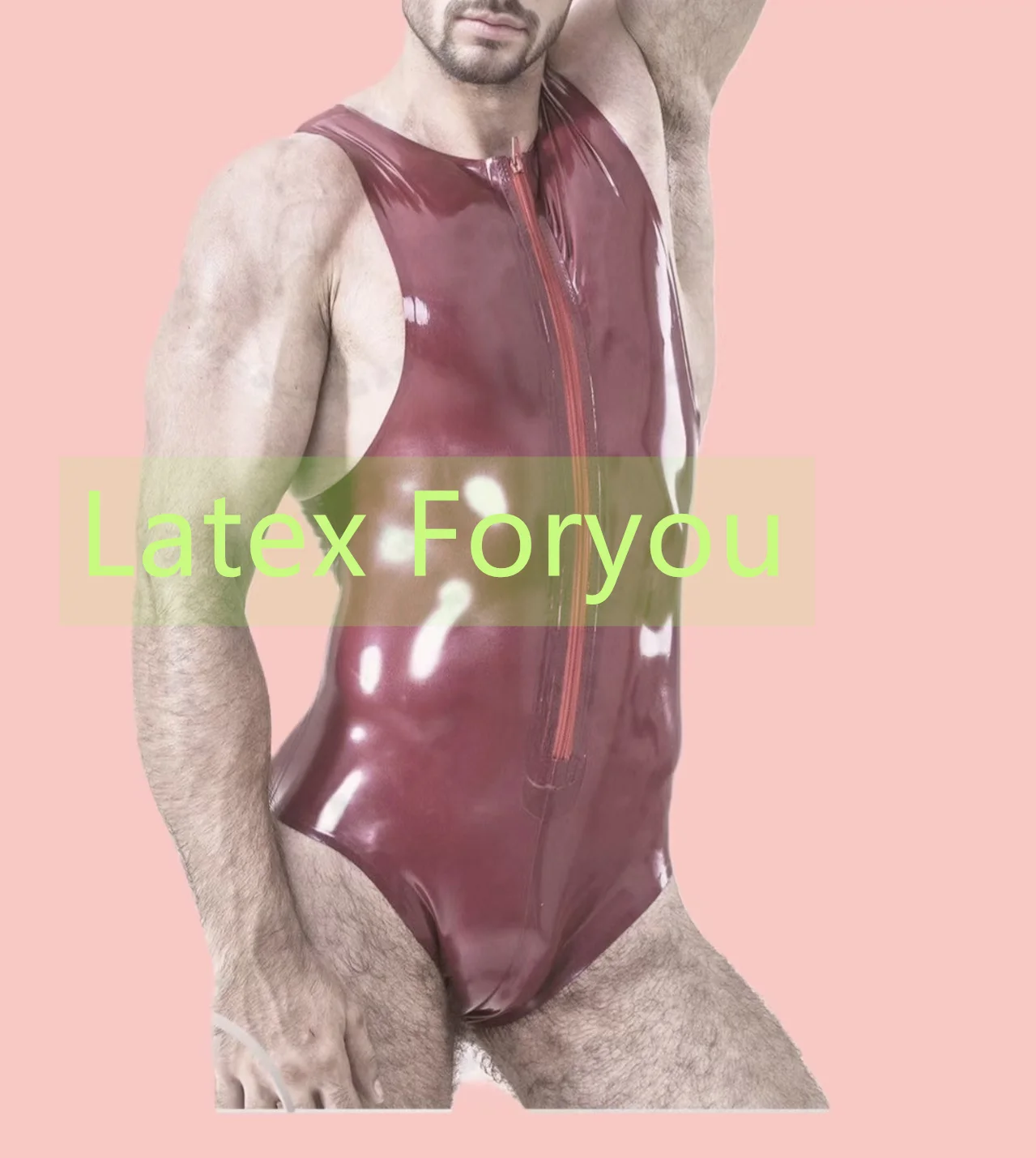 

Мужской латексный комбинезон ручной работы из натурального латекса, сексуальный мужской латексный спортивный костюм, резиновый боди с молнией спереди