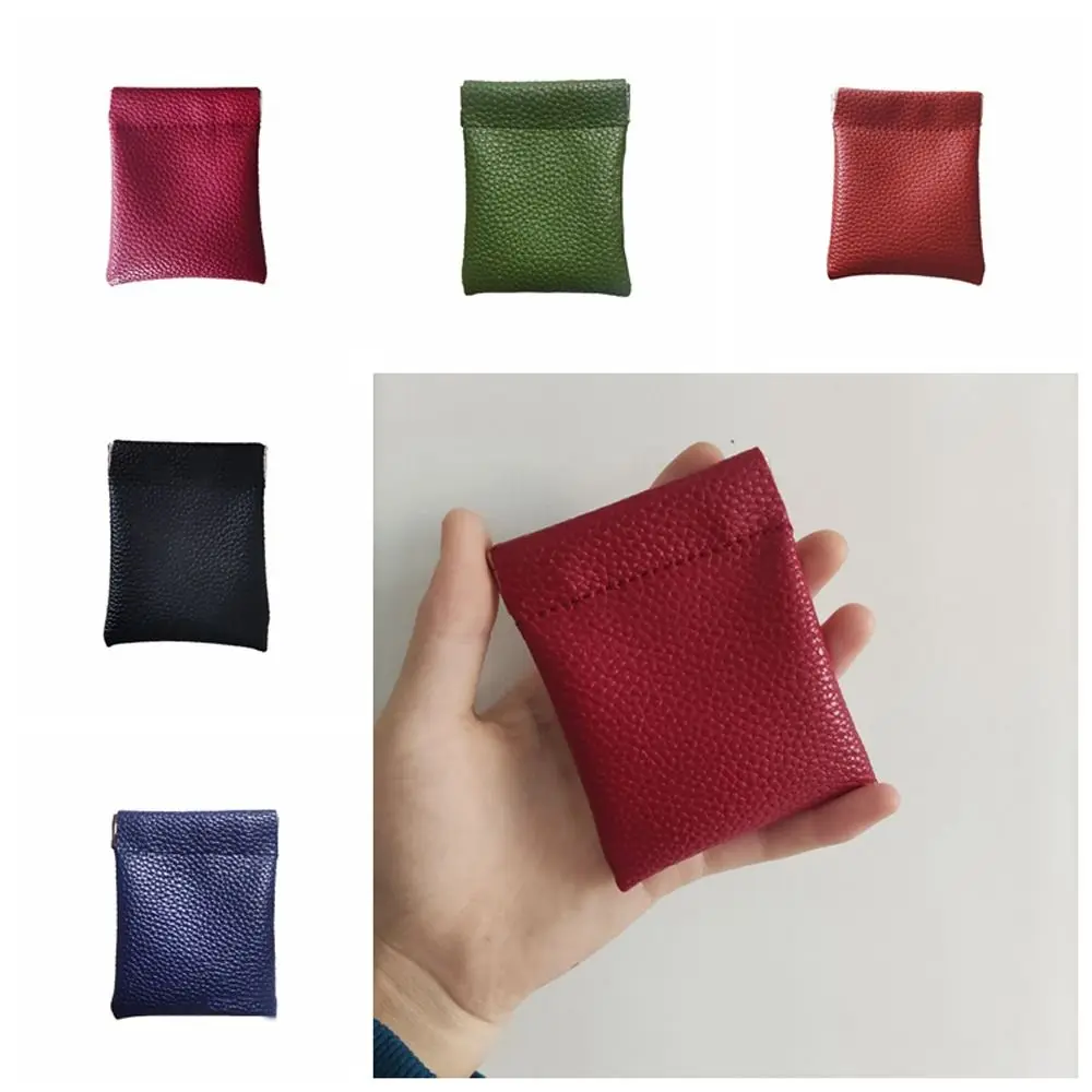 

Самозакрывающийся кожаный кошелек для монет, водонепроницаемая самозакрывающаяся сумка для губной помады в корейском стиле, мини-косметичка большой емкости
