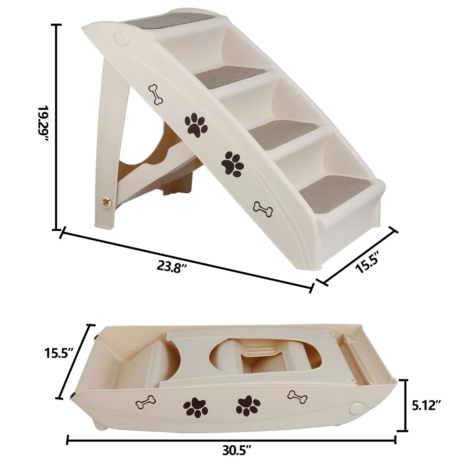 Imagem -06 - Anti-slip Pet Escadas para Cama Alta e Sofá Escada Dobrável us Dog Passos Cinza