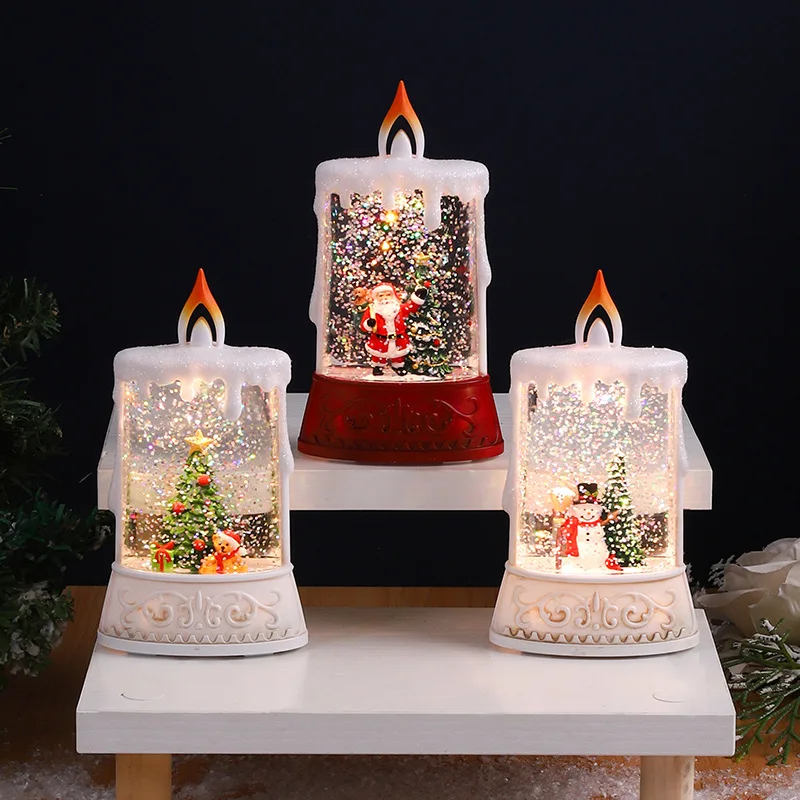 Christmas luminous water-filled candles small wind lamps decorative gifts elderly water feature lights Christmas tree decoration