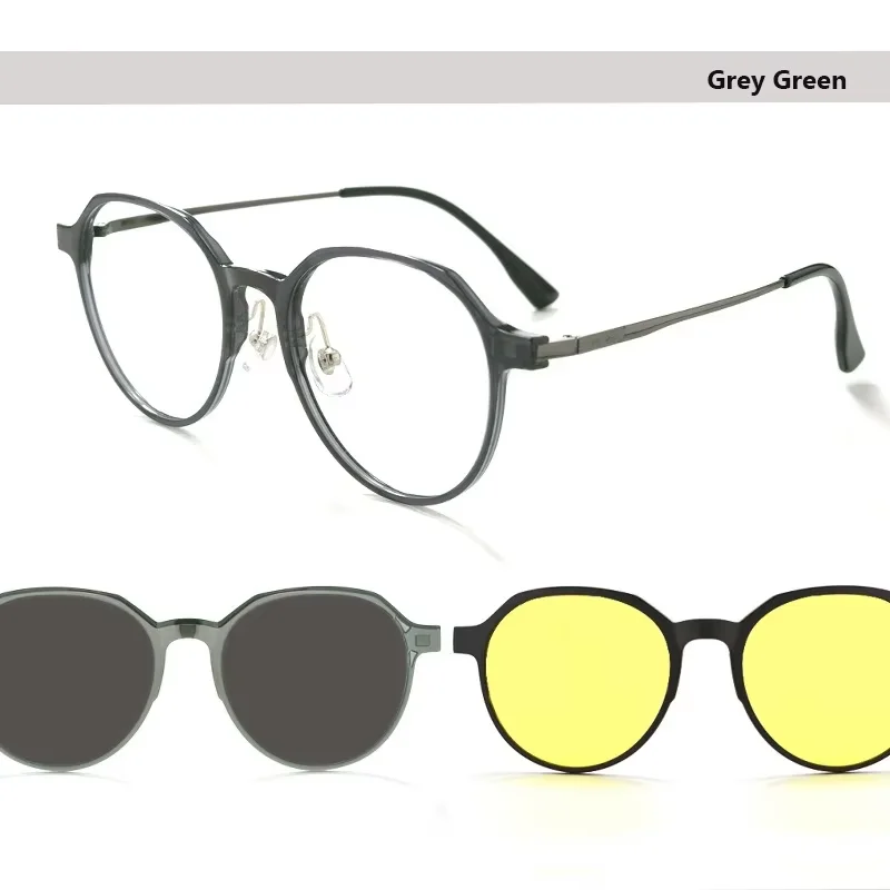2 Clips On Sunglasses Women Men Polarized Round Magnet Eyeglasses frames glasses frame eyewear spectacles