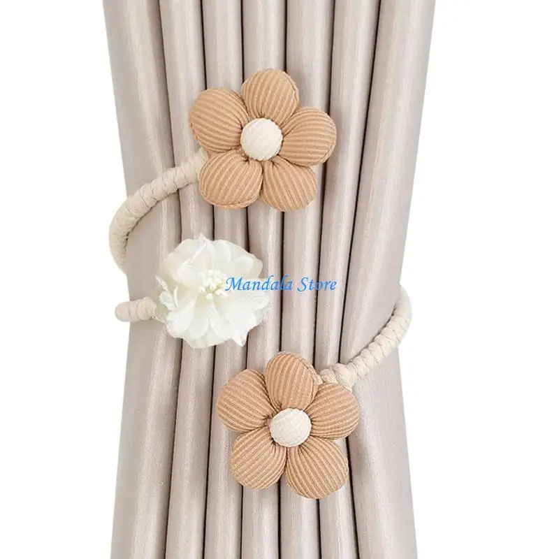 

U2JC Set of 2 Curtain Tiebacks Flower Window Drapery Holdbacks for Curtain Styling