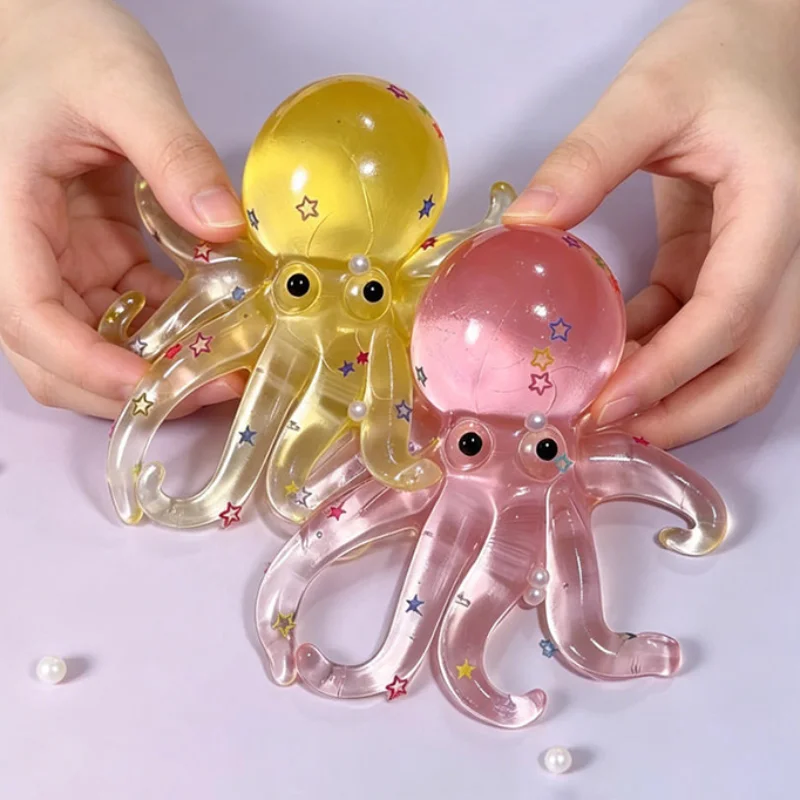 Shiny Octopus-shaped Stress-relieving Squishy Cute Animals Squeeze Fidget Squishy Soft And Sensory Relaxing Gift