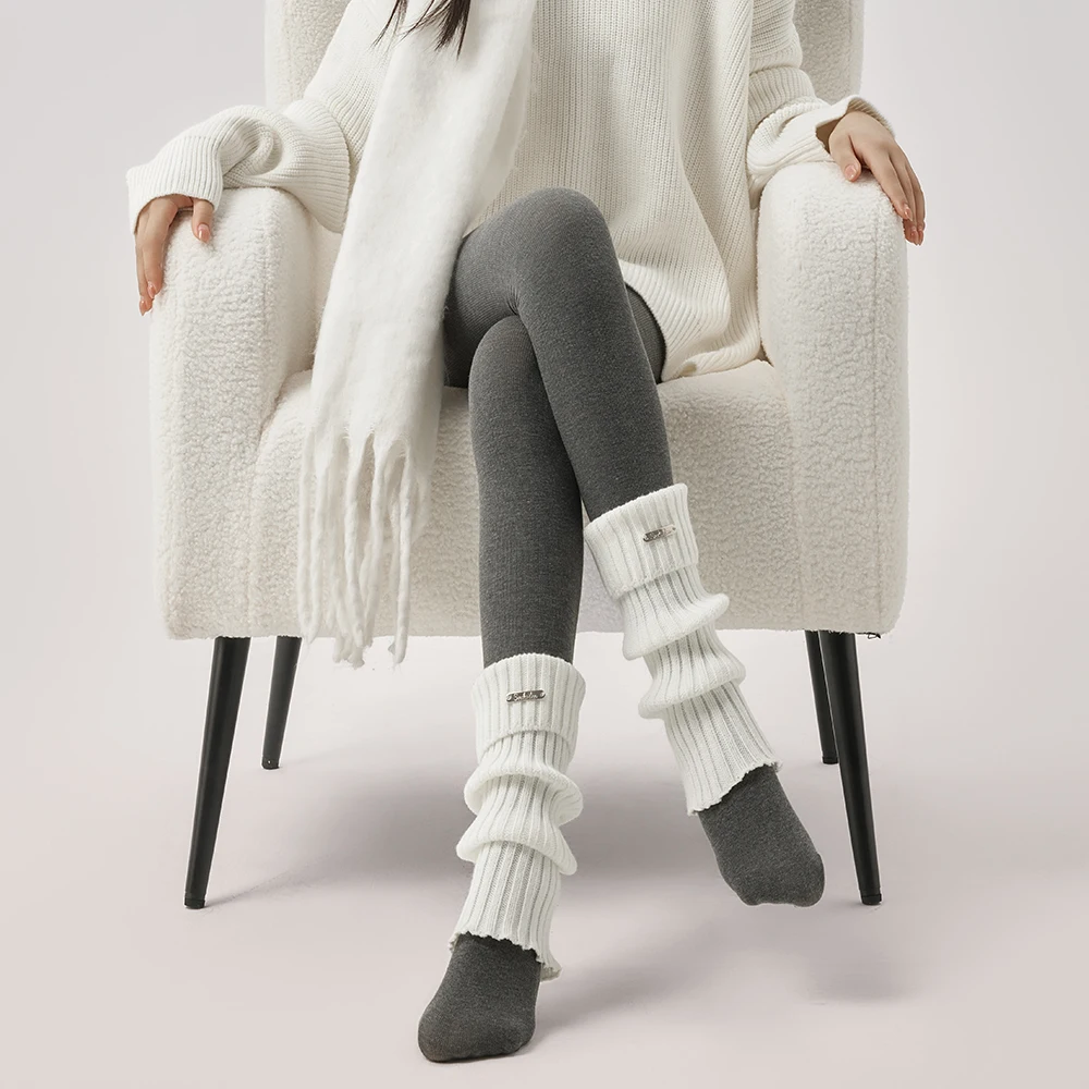 130 جرام/150 جرام عمودي مخطط القطن مبهمة جوارب طويلة الخريف معطف شتوي الجوارب رمادي طماق زائد النمط الكوري