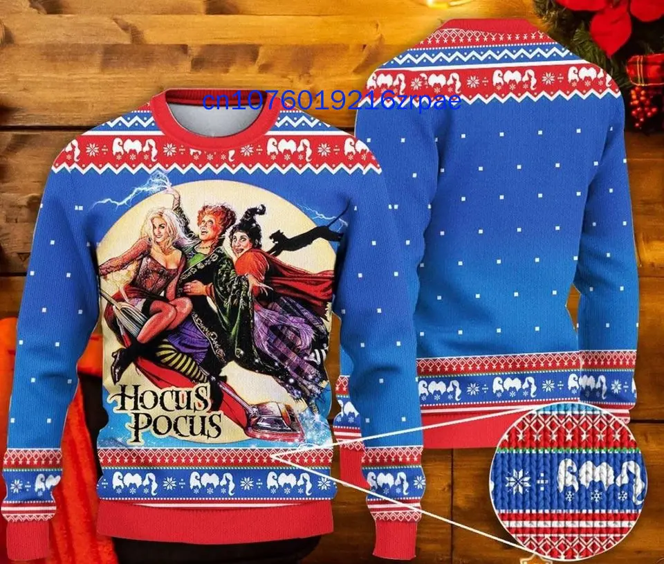 New Hocus Pocus Christmas Ugly Sweater Men's Women's 3d Print Disney Ugly Casual Sweatshirt Christmas Sweate