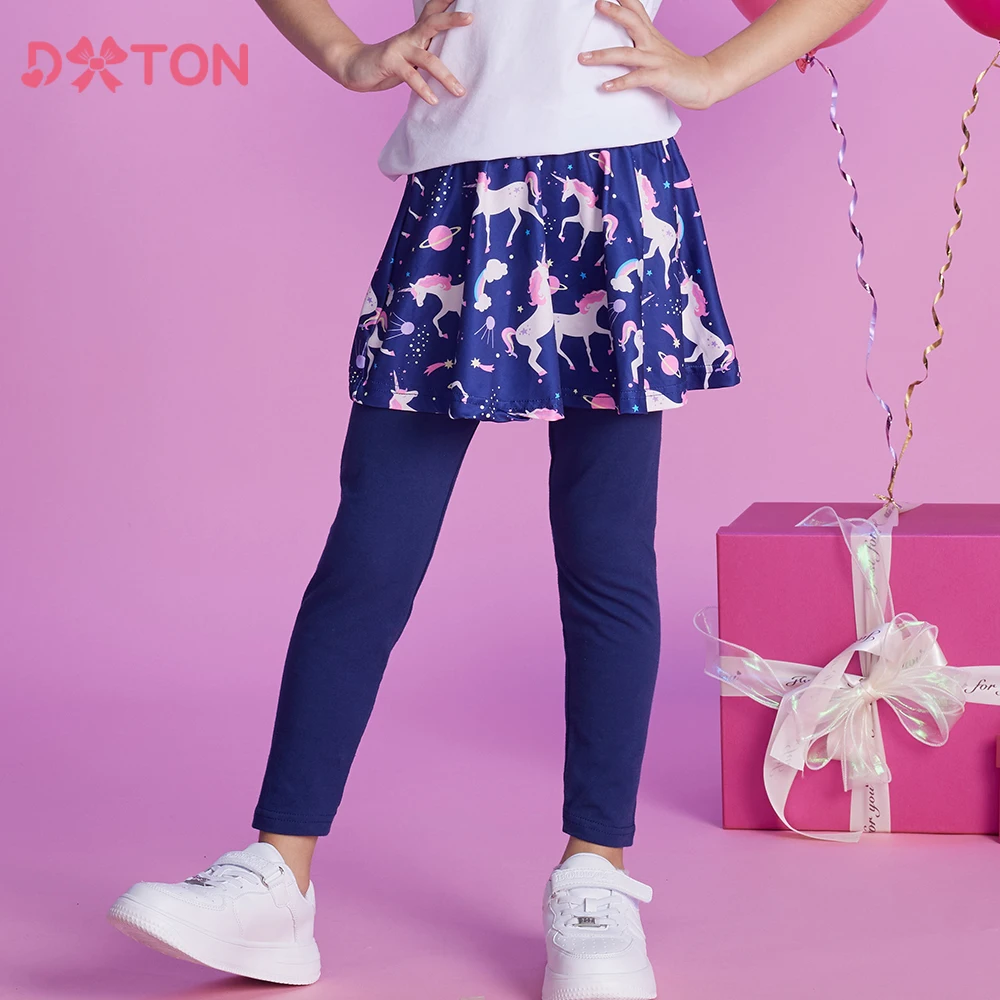 

DXTON New Spring Autumn Girls Skirt Pants Toddlers Leggings with Skirt Cotton Kids Clothes Unicorn Print Girls Trousers Leggings
