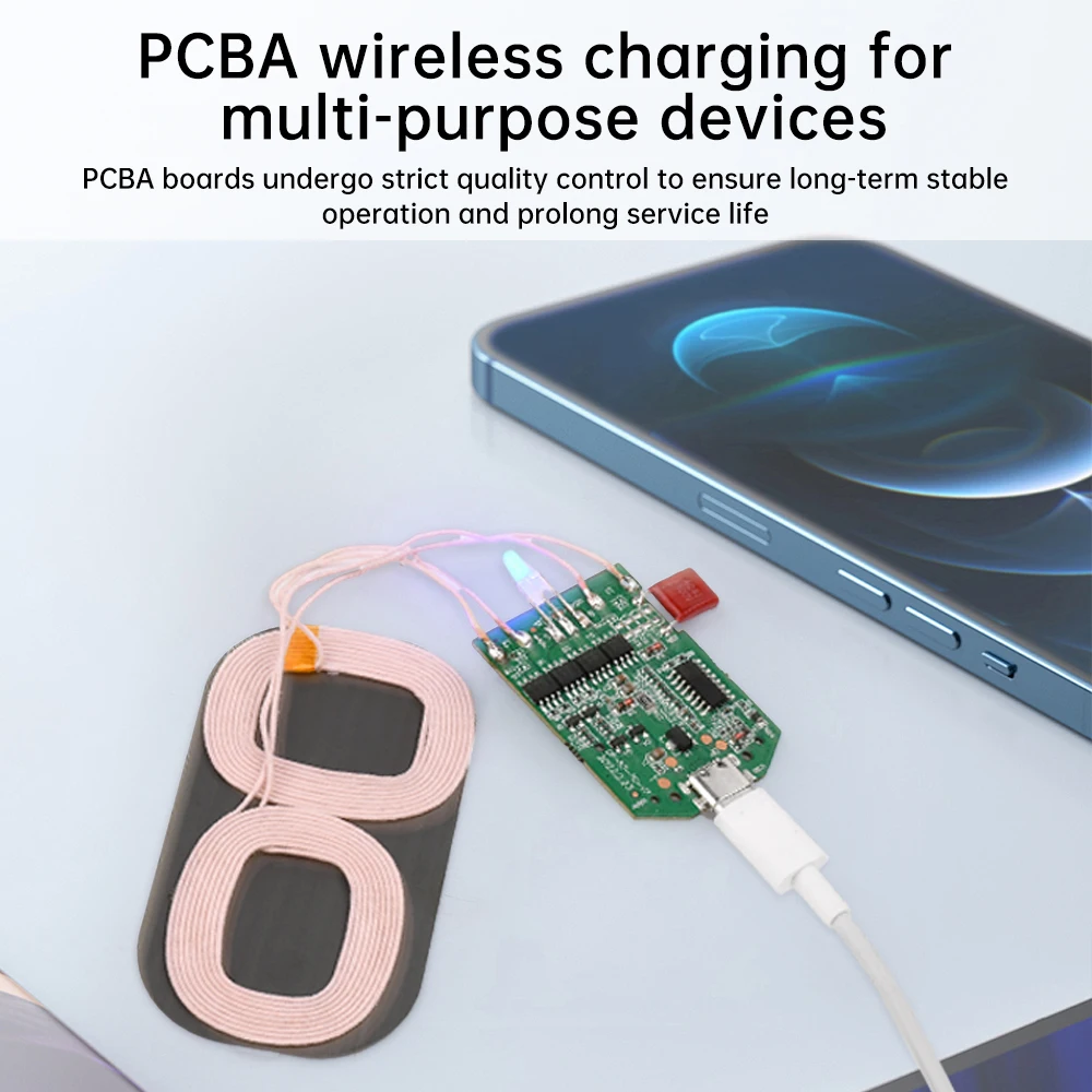 Double Coil Circuit Board 5V 9V 12V 5/10/15W Type-C Qi Fast Charging Wireless Charger PCBA DIY Standard Accessories