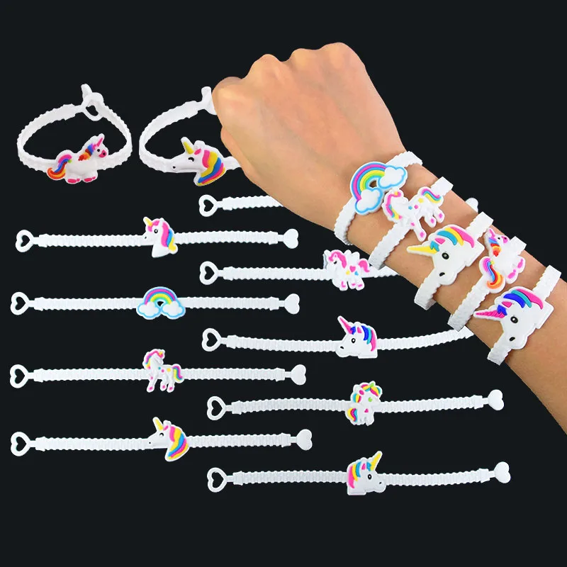 10Pcs Unicorn Party Bracelets Decoration Rubber Bangle Girl Unicorn Birthday Party Supplies Kids Christmas Gifts Toy Baby Shower