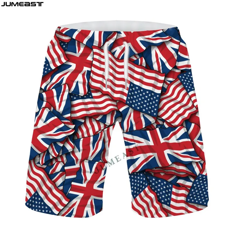 Jumeast Y2k Men Women 3D Printed Camouflage Camo American Flag Hip Shorts Trunks Quick Dry Beach Casual Sweatpants Short Pants