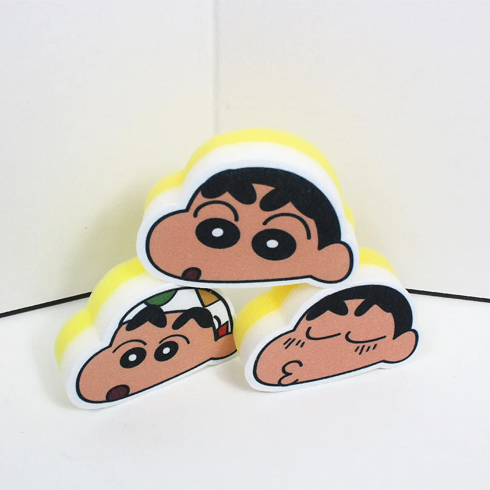 New Kawaii Crayon Shin chan Cleaning Brushes Anime Cute Home Kitchen Cleaning Sponge Brush