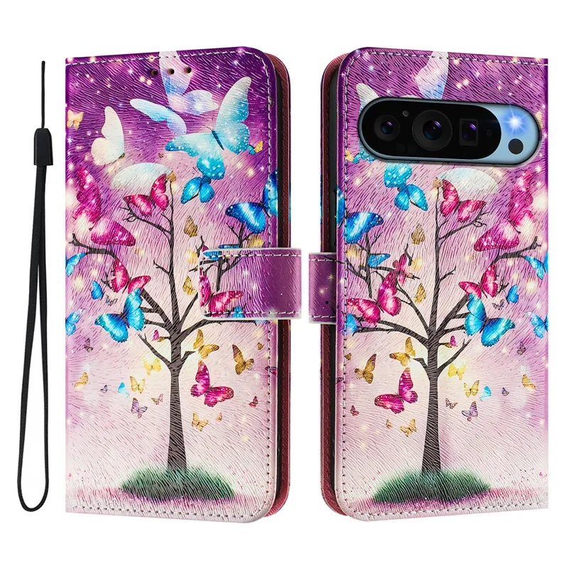 Retro Flower Design Wallet Leather Case For Google Pixel 9A 9 Pixel9 Pro XL 5G GTF7P GXQ96 Coque Magnetic Flip Cover Phone Bags #2