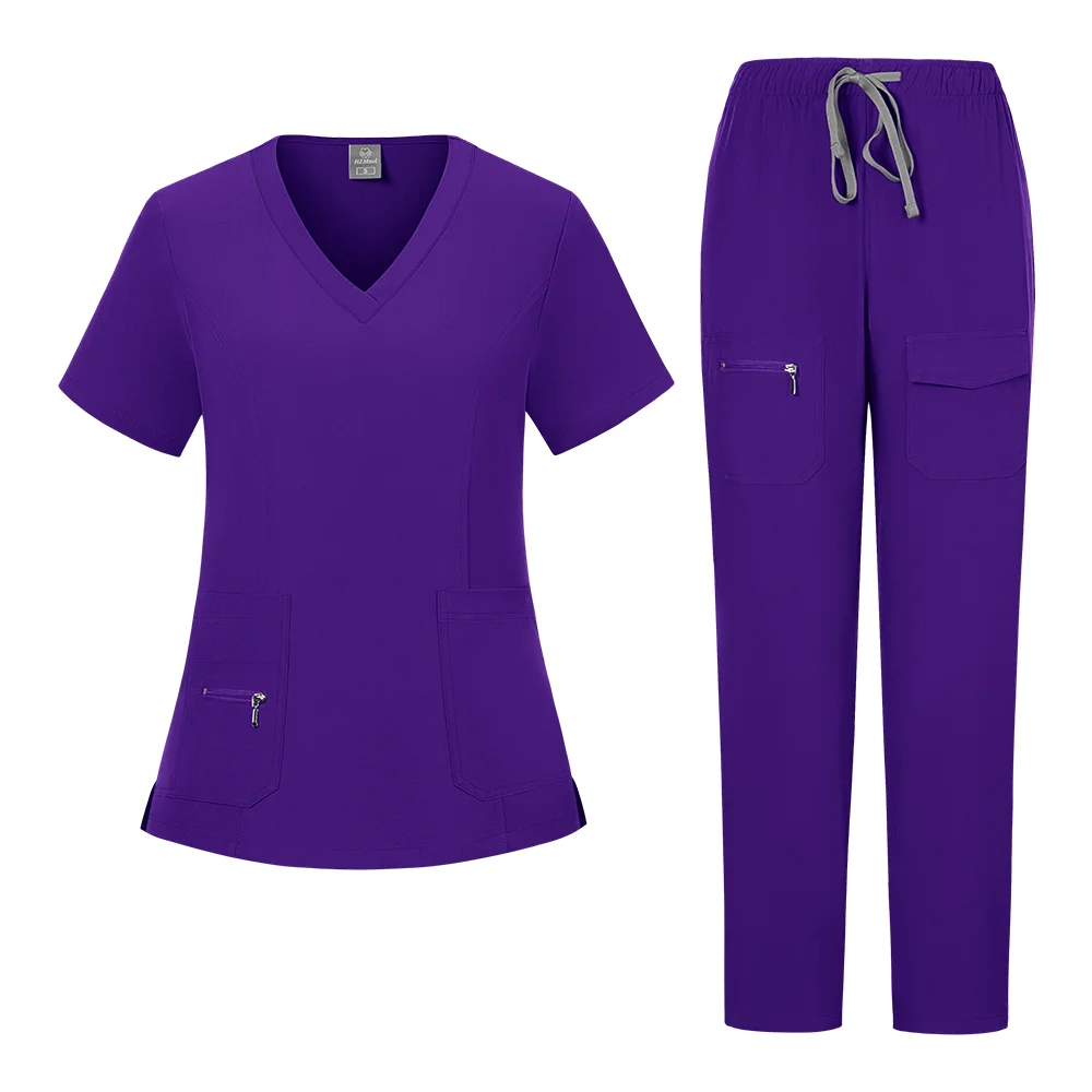 도매 의료 유니폼 조깅 슈트 의사 간호사 스크럽 세트 병원 외과 작업복 여러 가지 빛깔의 여성 스크럽 정장 착용