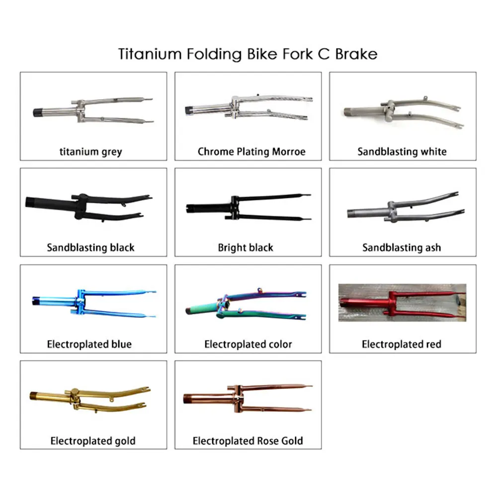 Titanium Alloy Front Fork For Brompton Folding Bike Light Threaded Fork 1&1/8" 16" Original Size Parts view 5
