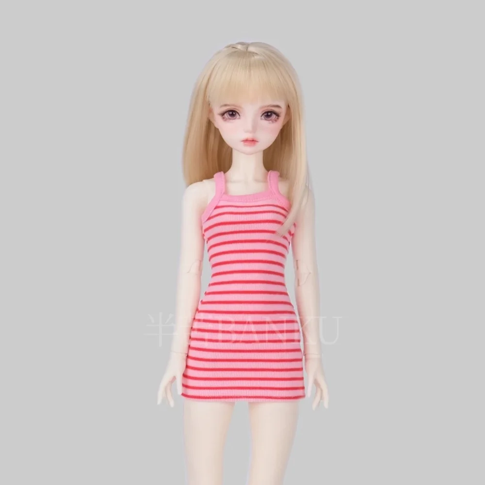 【30days Made】1/3 1/4 1/6 BJD Doll's Handmade Knitted Striped Spaghetti Strap Skirt Bodycon Skirt Fit Girl Action Figure Model
