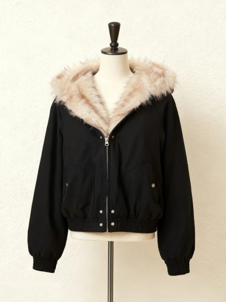 سترات هاراجوكو الخارجية للسيدات بأكمام طويلة ملابس ضيقة Y2k معاطف قصيرة سوداء سترات أمريكية عتيقة قطع علوية من Gotihc