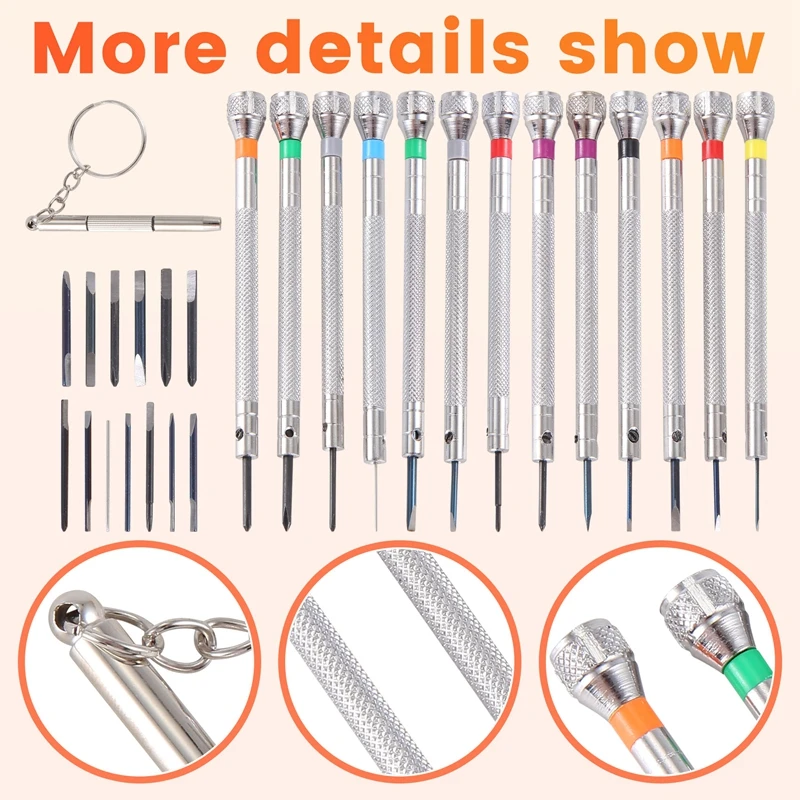 13 ชิ้น Mini Precision นาฬิกาไขควง Jeweler นาฬิกาไขควงชุด 0.6-2.0 มม. 13 Extra เปลี่ยนใบมีด