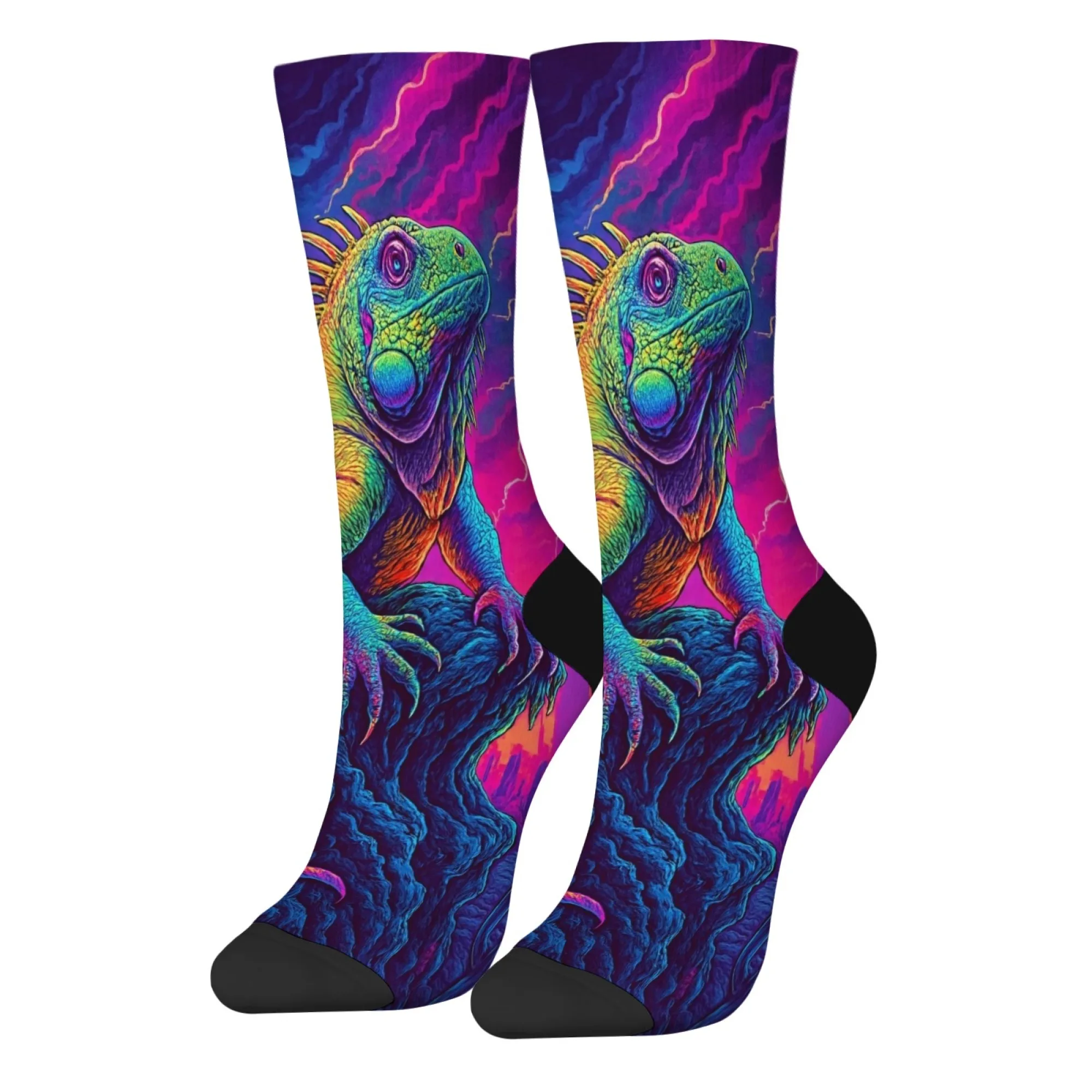 

Мужские носки с психоделическим цветным ящерицей, удобные повседневные спортивные носки в стиле ретро, новинка, уличная одежда, модные носки в стиле хип-хоп, подарок