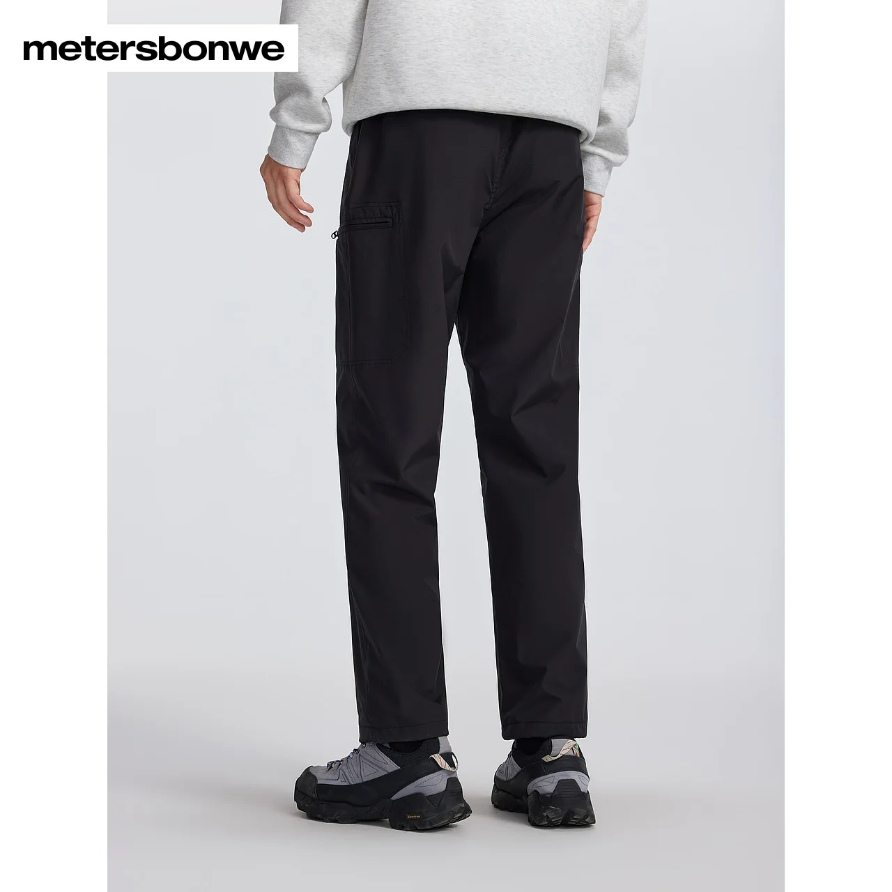 Metersbonwe-Men's Thick Fleece Fabric Trousers Adjustable Elastic Waist Belt Woven Pants Outdoor Sport Casual Winter