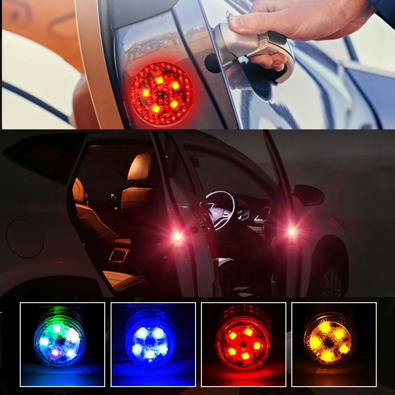 4 pcs Car Turn Signal Parking Lamp Opening Door Safety Warning Anti-collision Lights Magnetic Sensor Strobe Flashing Light