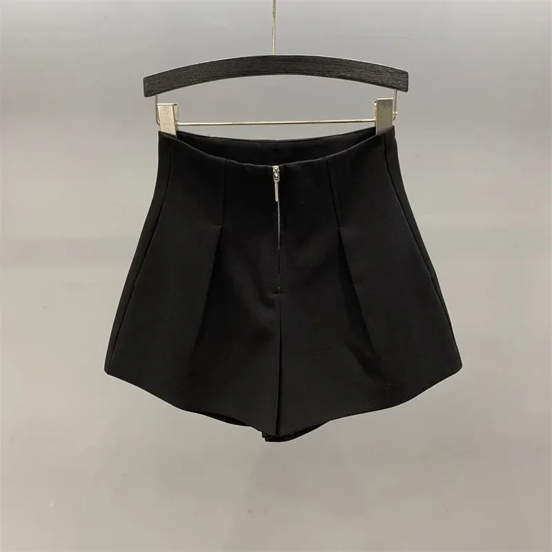 Women's High Waisted Zipper Denim Shorts Summer Loose Wide Leg A-line Shorts Pear Body Shape Tummy Control Casual Officewear Hot