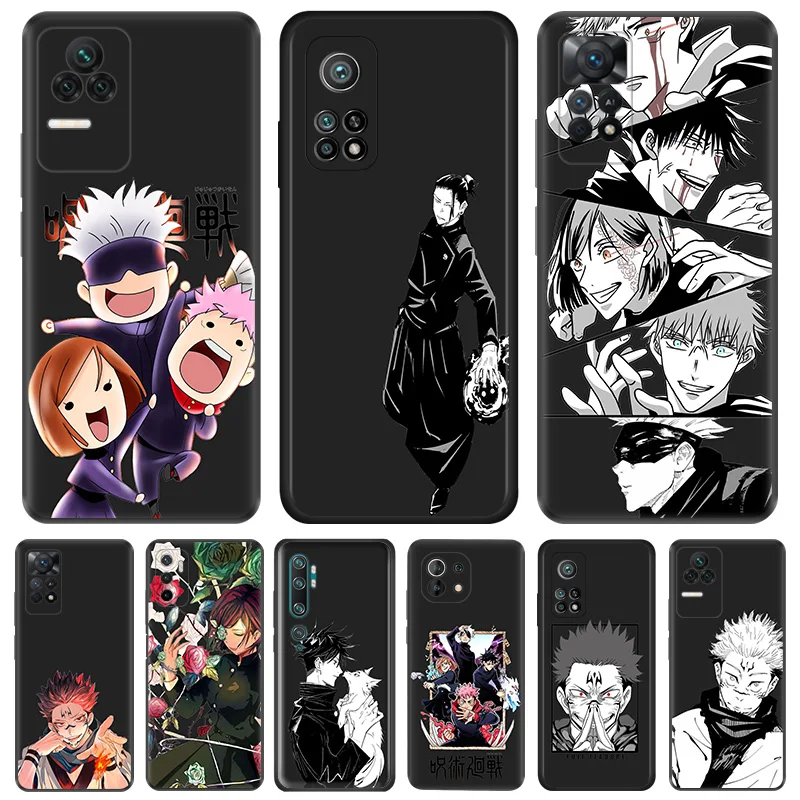 黒のソフトシリコンケース,redmi note 11pro,a1,a2,a3,k40,k50,k60,xiaomi 11t lite,14,cc9,c61,juutsu kaisen用の漫画ケース