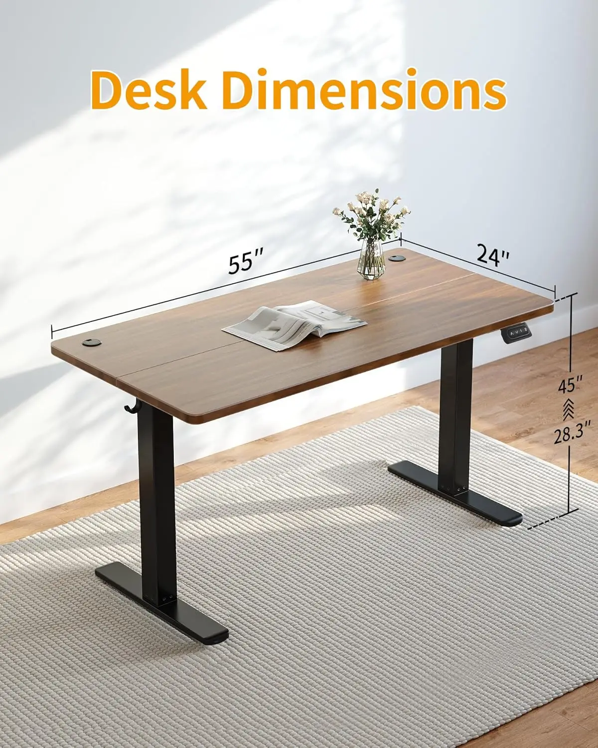 [New Arrival!]Electric Standing Desk, 55 x 24 Inches Height Adjustable Sit Stand Desk, Ergonomic Home Office Computer Workstatio