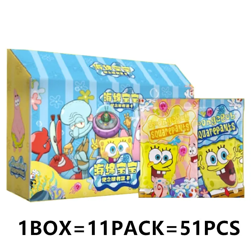 Anime Sponge Bob Card Box SP PR TR Square Pants Patrick Star Squidward Tentacles Captain Eugene Rare Embroidery Collection Gifts