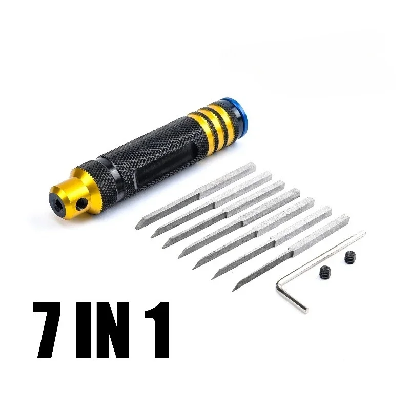 

Model Chisel With Blades Gundam Resin Carved Scribe Line Hobby Cutting Tool Chisel 7 Blades Tools For RC Car / Drone Repairing