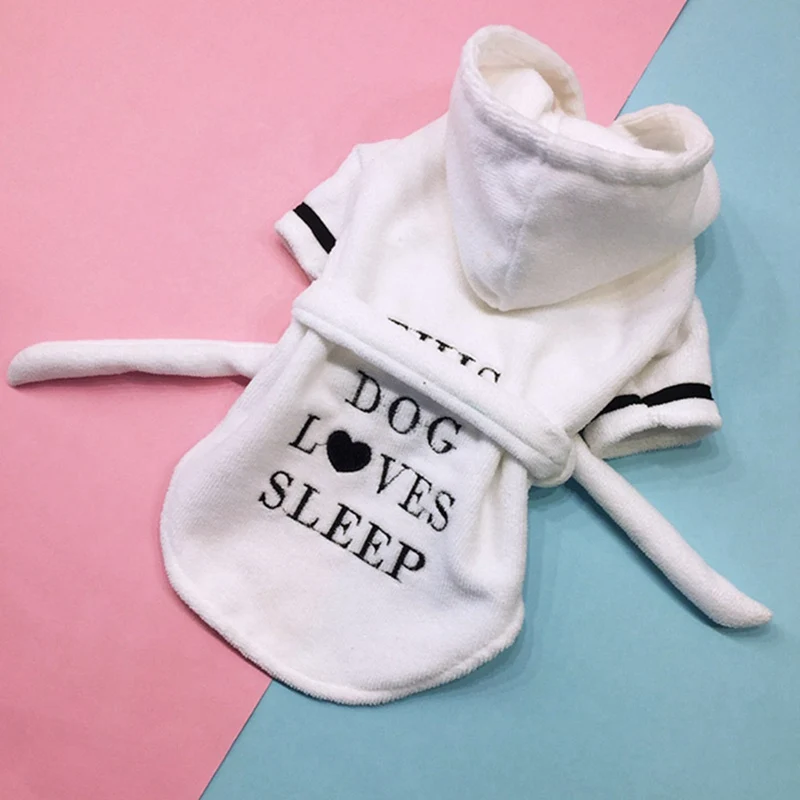 Comfortable Soft Pet Dog Bathrobe High Absorbent Dog Pajamas Sleeping Clothes Indoor Puppy Cat Bath Drying Tower Clothes