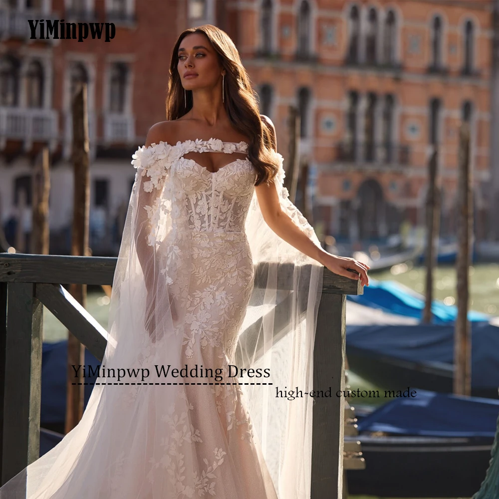 Luxe kanten trouwjurk lieverd zeemeermin strand bruidsjurken glanzende applique trouwjurk vestidos de novia aangepast