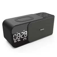 Wireless Charging Alarm Clock FM Radio Bluetooth Speaker with Microphone Temperature Indicator LED Digital Display Speakers