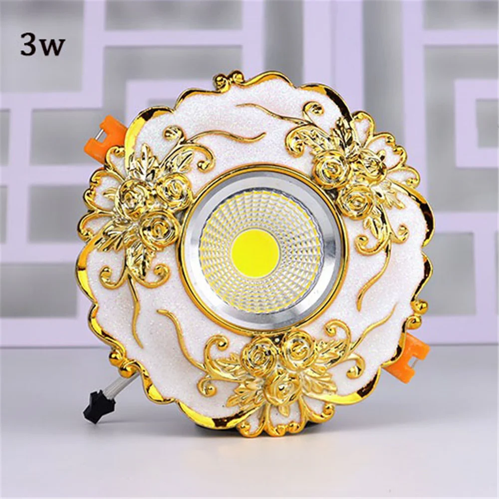 European Large Size Resin Grey Gold Flower Led Downlight 14Cm Diameter Living Room Hallway Corridor Aisle Ceilings Recessed Lamp