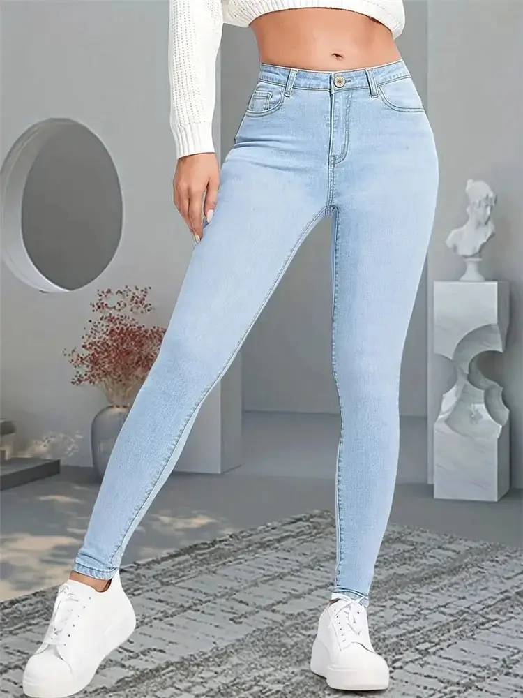 Kobiety Stretch Skinny Jeans Lady Slim Fit Pencil Jeans Girls Legginsy Straight Leg Denim Pants Blue Gray Black Sexy Long Trousers