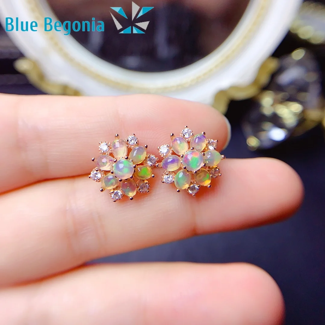 Natural Opal Earrings for Women Anniversary Gift 925 Sterling Silver Girl Friend  3*4MM Gemstones