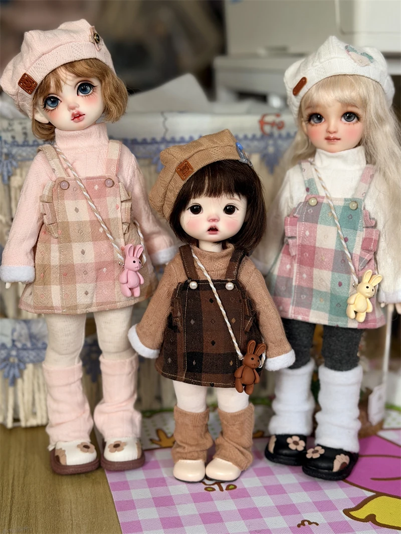 BJD doll clothes suitable for 1/4 1/5 1/6 size suspender skirt clothes set doll accessories (6 points)