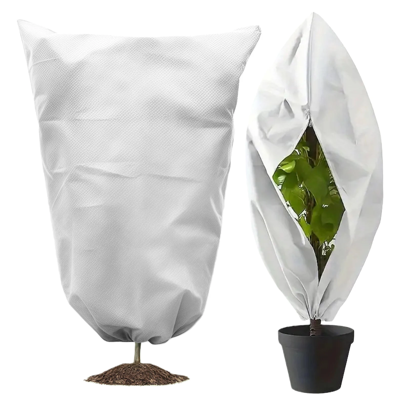 

2 Pack Frost Plant Covers with Zipper Drawstring Large Plant Frost Protection Covers for Outdoor Plants Fruit Tree Potted