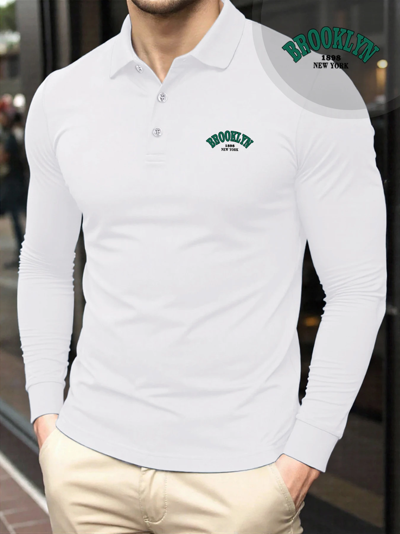 Brooklyn New York 1898 Printed Fashion Men Polo Shirts Basics Autumn T Shirt Casual Comfortable Clothes Culture All-Match Top