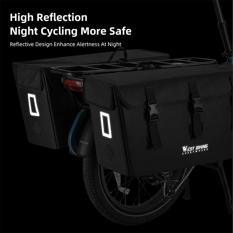 WEST BIKING 23L Large Capacity Bicycle Rear Seat Bag Multifunctional Cargo Cycling Rack Trunk Bag Reflective MTB Road Bike Equip