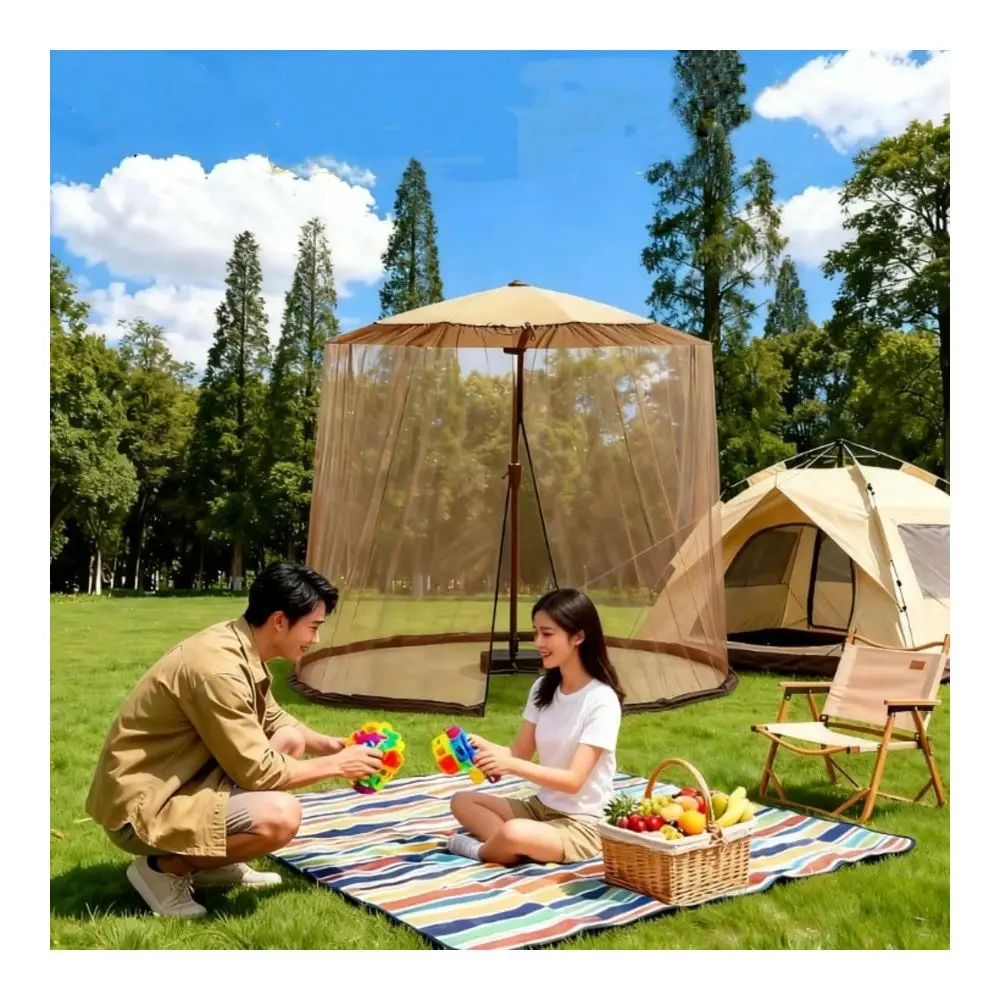 

Outdoor Shade Net, Zippered Door Garden Umbrella Net, Breathable Sunshade Canopy, Suitable For Straight And Banana Umbrellas Su