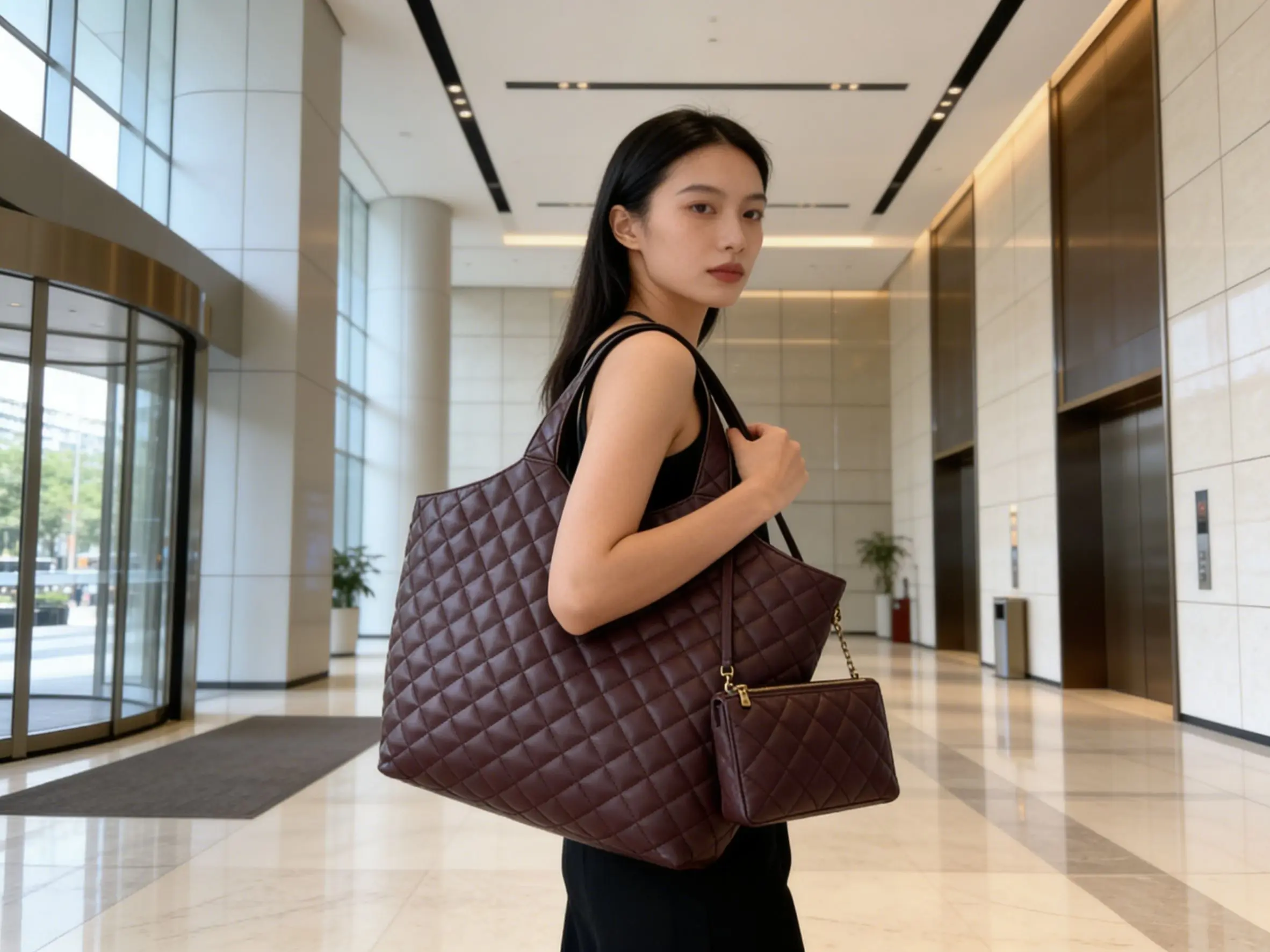 

New Women's Multifunctional Large-Capacity Shoulder Bag Retro Quilted Handbag Design