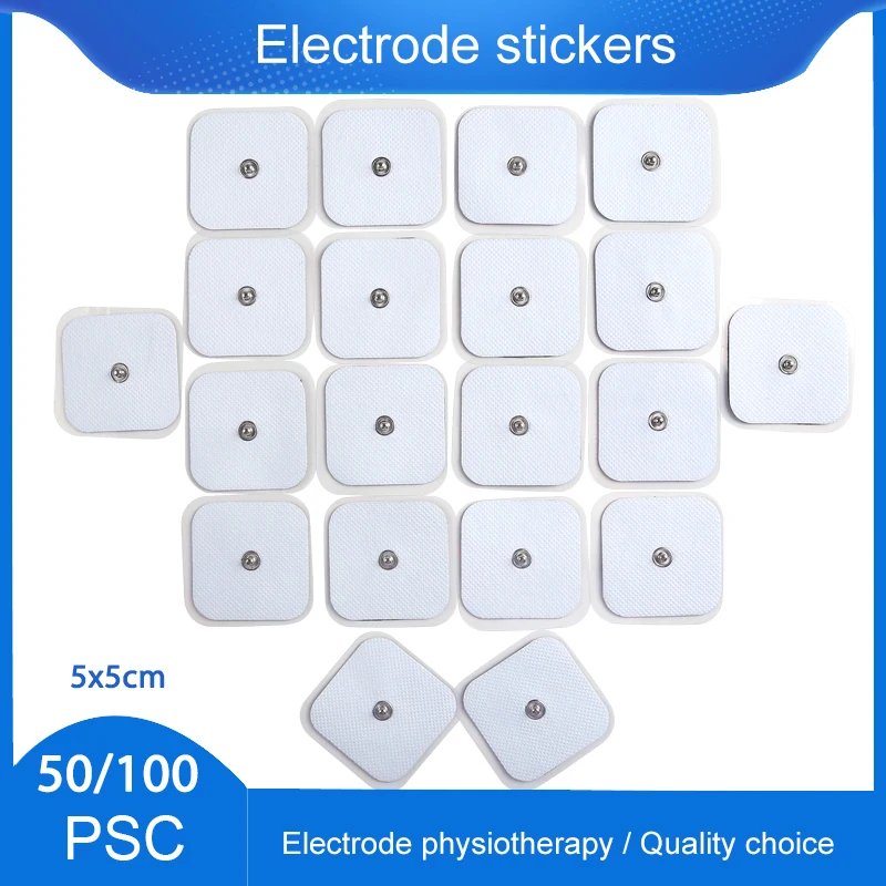 

50/100pcs 5*5cm Square Electrode Pads Tens Electrodes for Muscle Stimulator Tens Machine Pads TENS Unit Patches Replacement Pads