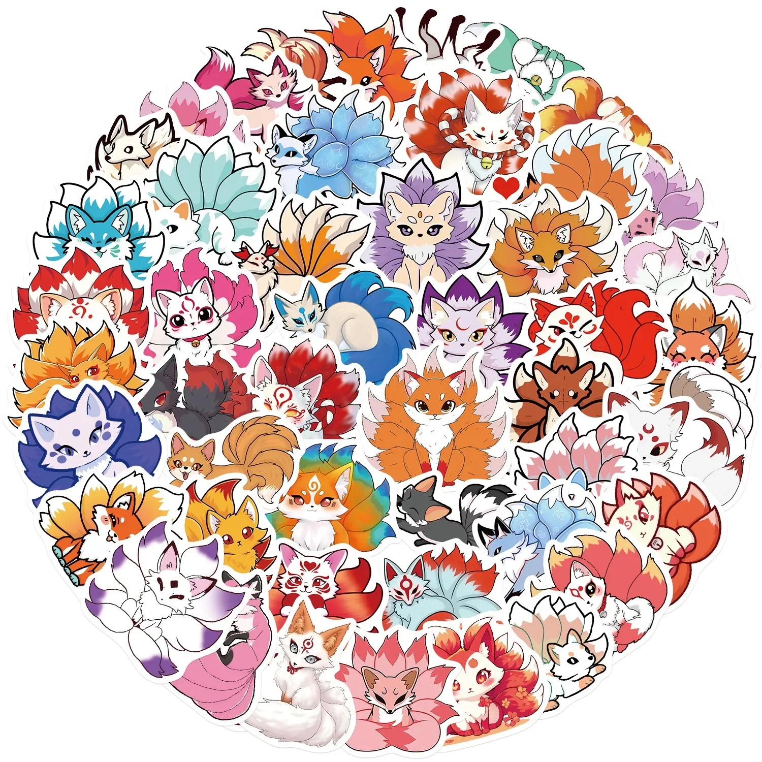 

10/50PCS New Nine-Tailed Fox Graffiti Stickers Cute Fox Cartoon Decal Notebook Phone Guitar Helmet Waterproof Sticker Kid Toys